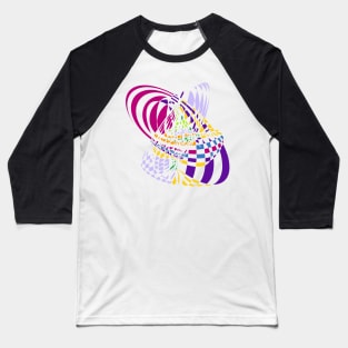 Algorithmic Art Pendulum | Harmonic Motion Pattern Checkered Neon Pink Yellow Purple White Baseball T-Shirt